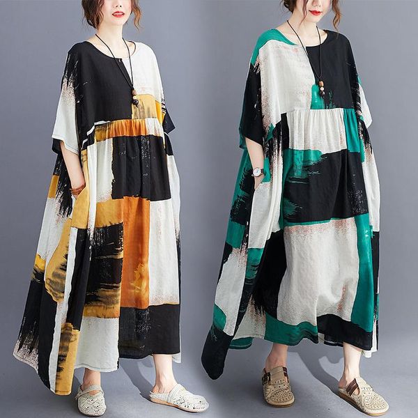 

women's jeans 2021 summer plus fat mm extra large 200kg swing loose dress, Blue