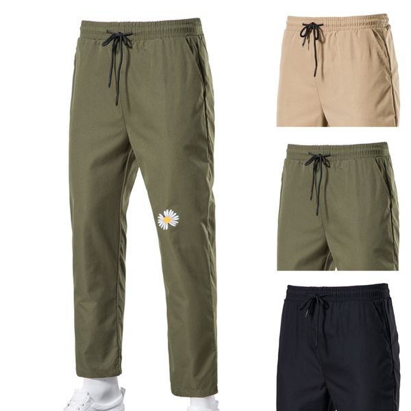 

pant fashion slacks 2021 men's sports loose daisy straight capris, Black
