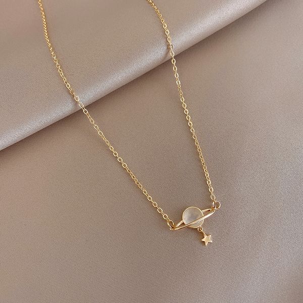 

xianlan509 zircon five-star star pendant necklaces female ins cold wind niche personality temperament of clavicle necklace web cel, Silver