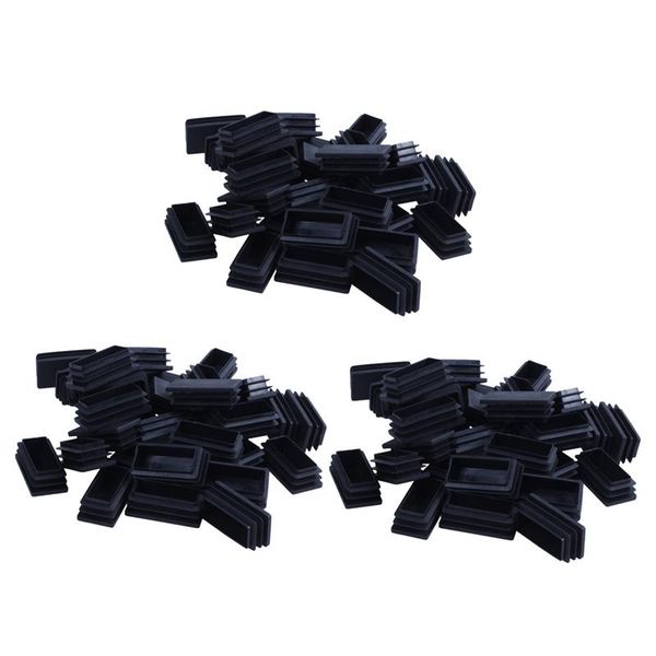 

bath mats plastic rectangle blanking end tube caps inserts 25x50mm 90pcs black