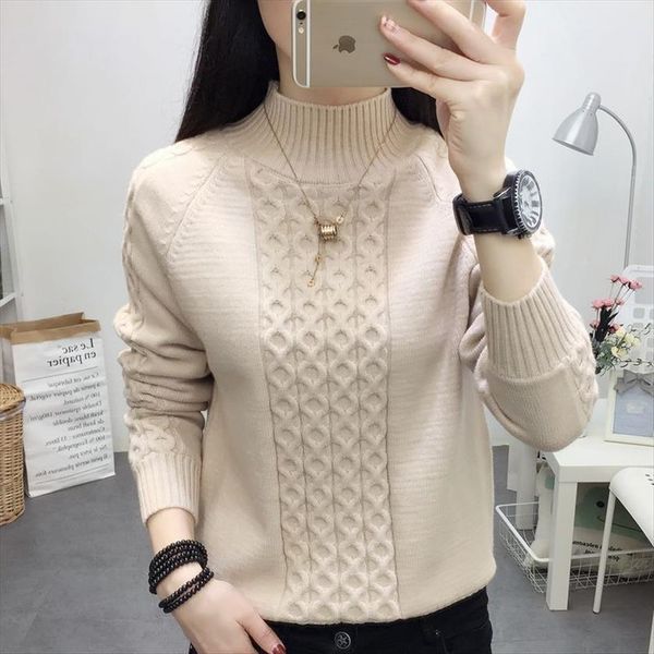 

half turtleneck women jumper autum sweaters winter basic warm clothes female pull femme knitted cotton pullover, White;black