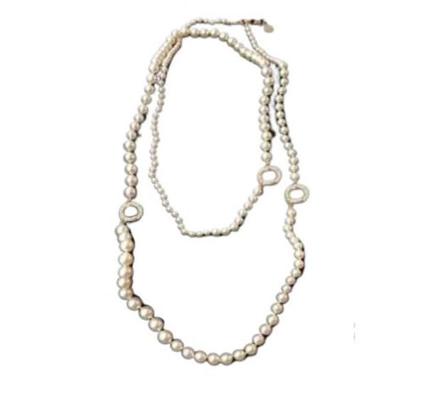 

popular fashion pearl sweater chain beaded necklace for women party wedding jewelry for bride with box hb521, Silver