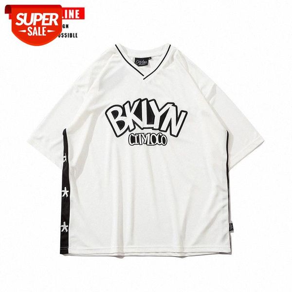 

retro pu leather letter embroidery short-sleeved t-shirt men and women high street loose couple hip-hop half-sleeved tee #z942, White;black