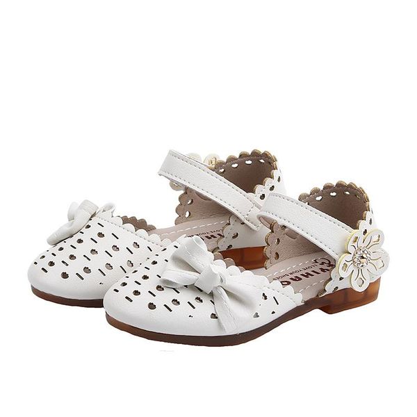 

girls sandals kids summer shoes princess flower with rhinestone cute sweet bow-knot cut-outs holes breathable soft 21-36, Black;red