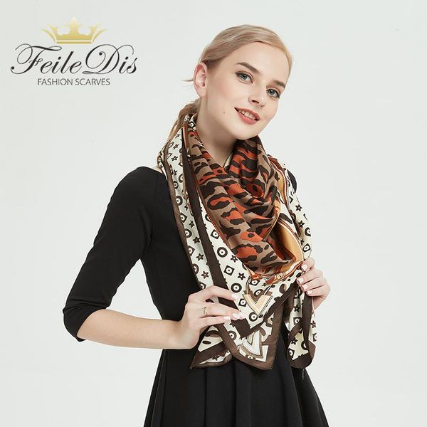 

scarves [feiledis] 2021 women large shawls print stoles square bandana kerchief scarf female soft as1905, Blue;gray