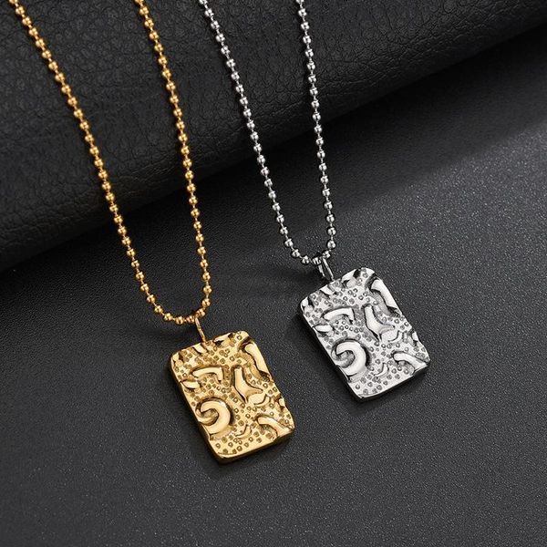 

pendant necklaces casual personality convex concave stainless steel triangle bar necklace chains for women gift choker, Silver