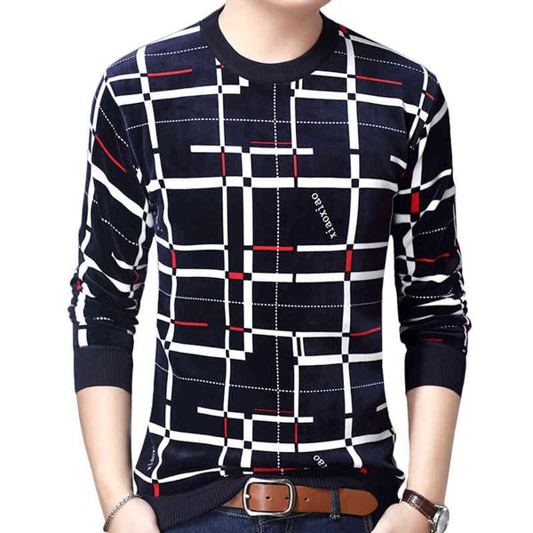 

gaaj 2021 digner pullover plaid men sweater drs thick autumn winter warm jersey knitted sweaters mens wear slim fit knitwear, Black