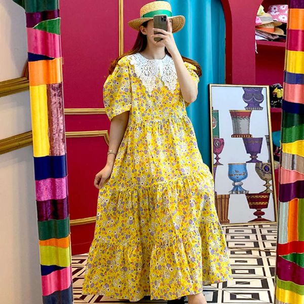 

casual dresses dress women clothesage reducing children's cartoon print big lapel lace loose bubble sleeve ntmg, Black;gray