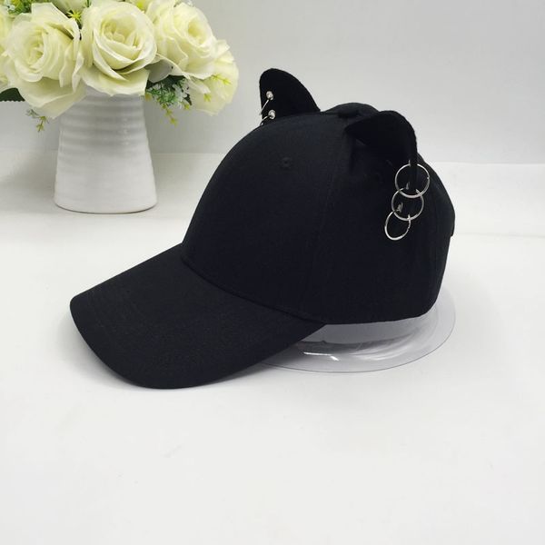 

berets the british men and women cotton baseball cap cat ears equestrian travel hat metal ring uigh, Blue;gray