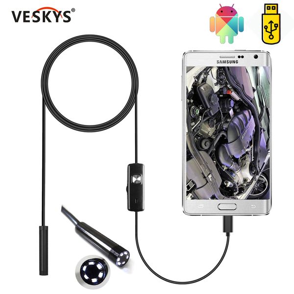

7mm 10m/5m/2m/1m endoscope camera flexible ip67 waterproof micro usb snake inspection borescope cameras for android smartphone pc notebook 6