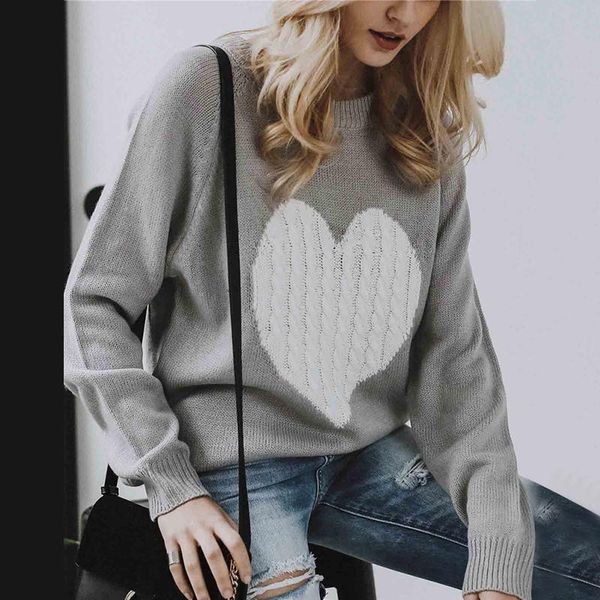 

women's sweaters fashion autumn heart patchwork female pullovers o-neck knitted long sleeve casual winter clothing 2021, White;black