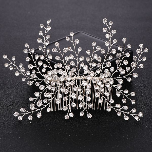 

crystal silver color handmade hair jewelry for bride fashion tiara hair combs party wedding headpiece gift women hair ornamentsdio chan cont, White;golden