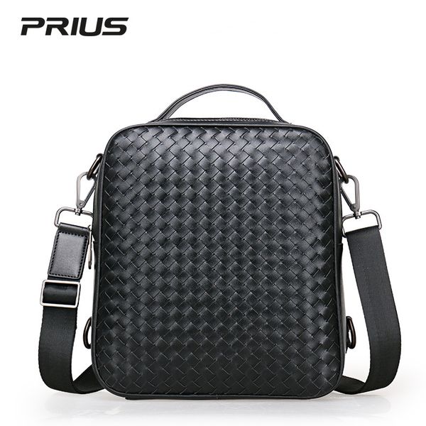 

double shoulder bag woven cowhide men's vertical small portable backpack one multi-purpose single
