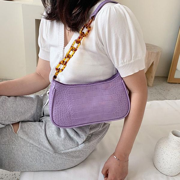 

cross body fashion crocodile pattern baguette armpit bags for women pu leather ladies handbags designer ms. shoulder female totes