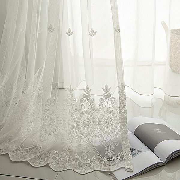 

curtain & drapes wholesale nordic embroidery white living room bedroom finished customized screen simple and all-