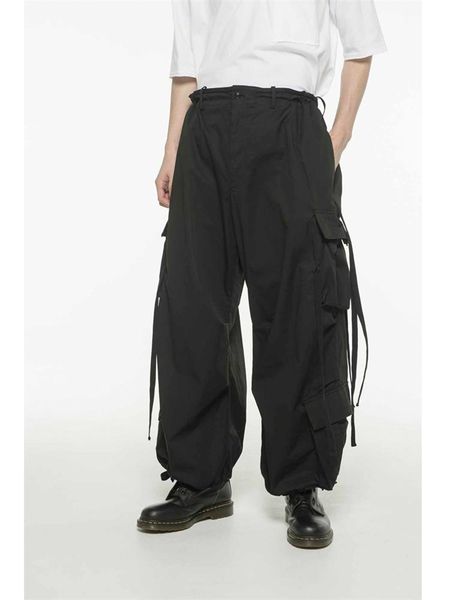 

men's pants style military bloomers, cotton wide-leg pants, dark designer, Black