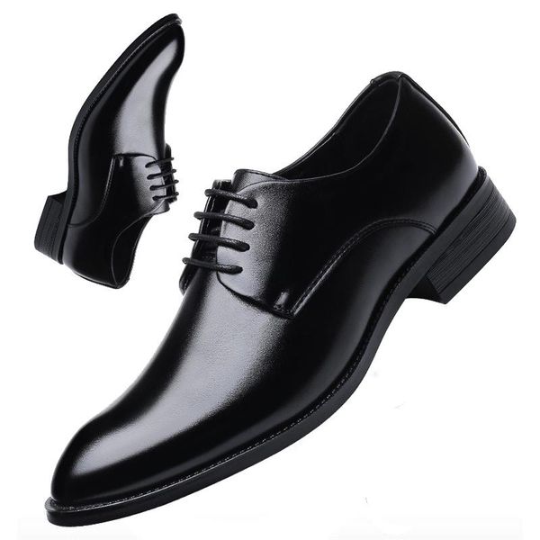 

dress shoes men's brand leather formal christmas party oxfords vintage retro shoe elegant work men, Black