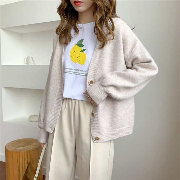 

tees casual knitted wool jacket only winter coat breasted 2021, White