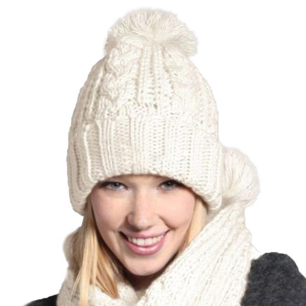 

hats, scarves & gloves sets knit scarf hat women's wild warm 8 word twist set winter wool solid color cotton, Blue;gray