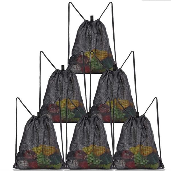 Домашняя сумка для хранения Многоразовые сумки для покупок Фрукты Овощи Продуктовый покупатель Инструмент Сетка Сетка Ткань Drawstring Sack CGY190