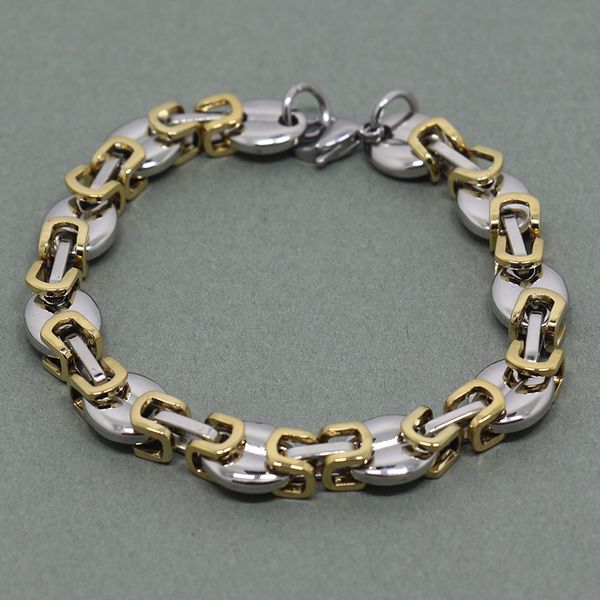 

11mm coffee beans link chain bracelet stainless steel gold silver color for men women fashion jewelry gift, Black