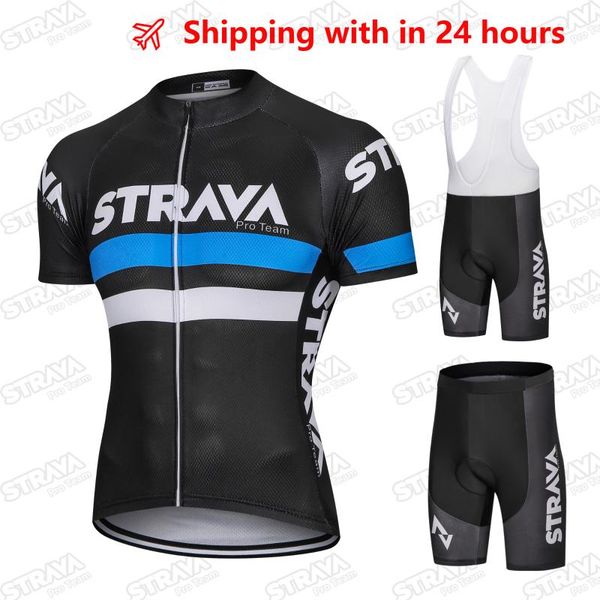 

racing sets strava pro team cycling jersey men set bib shorts 2021 summer mountain bike bicycle suit uniform clothes, Black;blue