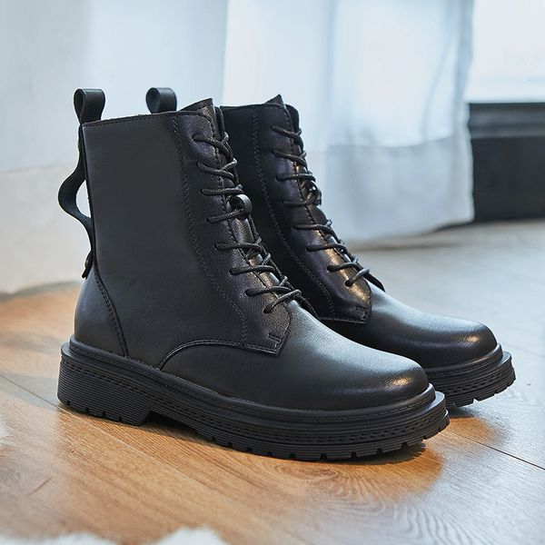 

ins women ankle boots cowhide upper shoes autumn winter ladies boots long boots elastic short snow, Black