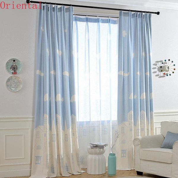 

curtain for living dining room bedroom white cloud patterns printing study decoration children's & drapes