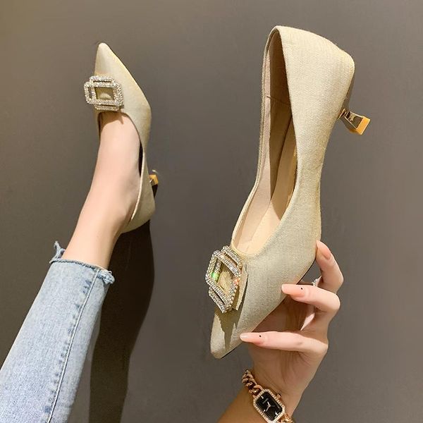 

dress shoes style sale black high heels pointed toe red background shallow mouth stiletto square buckle spring pumps fashion woman