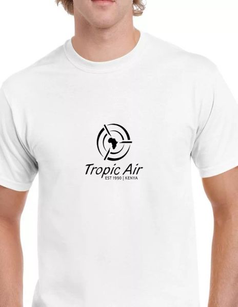 

tropic air kenya black logo kenyan african cotton white t-shirt, White;black