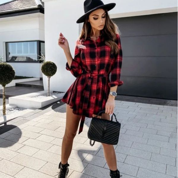 

fashion dress 20211 autumn and winter lapel print shirt skirt, White;black