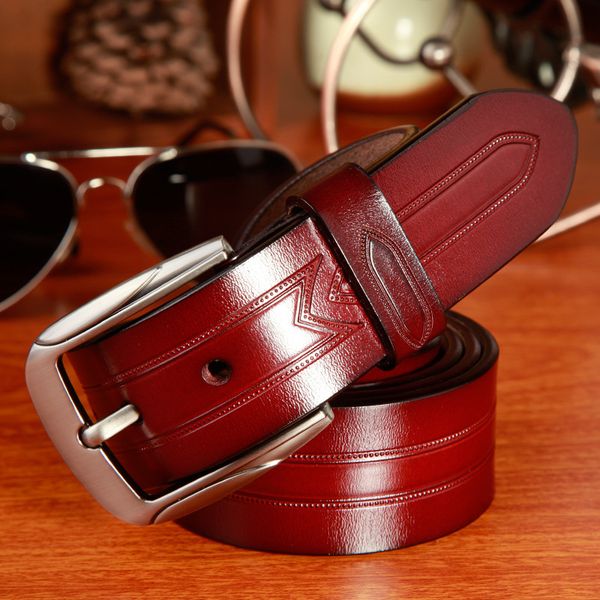 

belt pure cow leisure pin buckle trouser men's leather, Black;brown