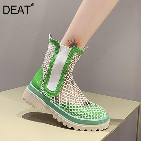 

boots [deat] 2021 square toe mesh hollow out hit candy colors pu leather single women cool spring summer fashion tide 10i853, Black