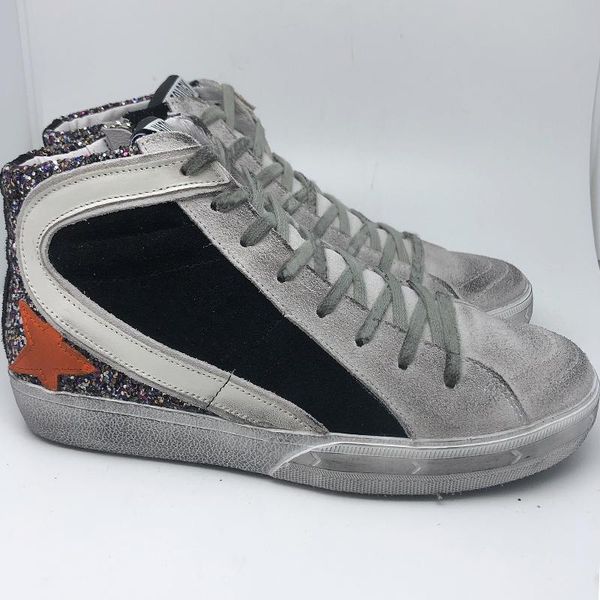 

boots korean version of the retro distressed high-women's leather inner increased star sneakers fashion wild couple, Black