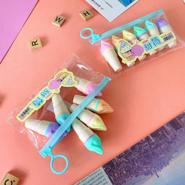 

highlighters 12 bag/lot creative cone highlighter mini 6 colors drawing painting art marker pen school supplies stationery gift, Black;red