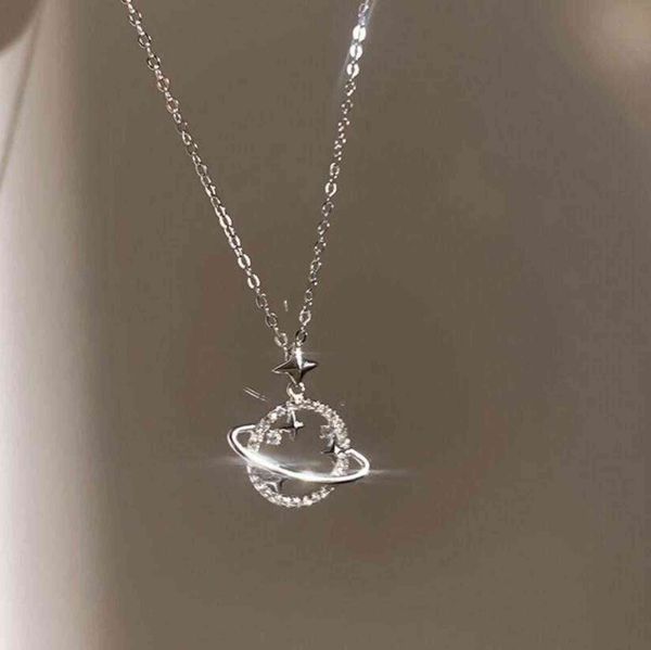 

925 sterling silver women chain on the neck collarbone necklace for planet star zircon pendant girl jewelry gift