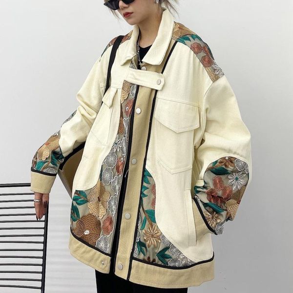 

women's jackets [ewq] korea chic casual trend women lapel single-breasted embroidery plus size pocket long-sleeved jacket autumn 2021 6, Black;brown