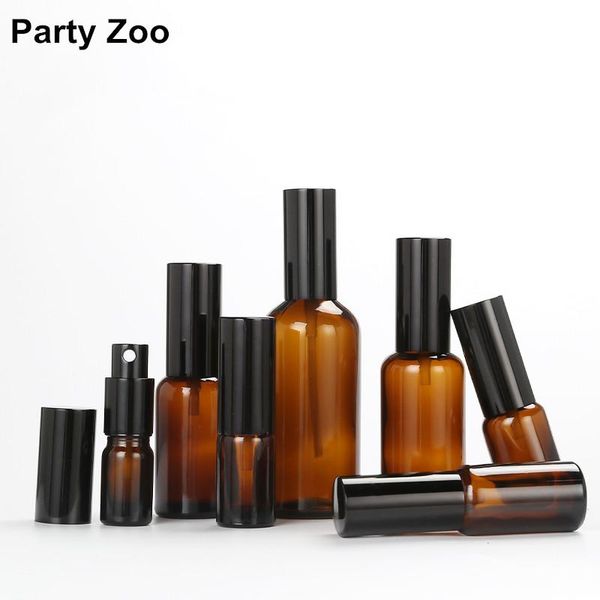 

storage bottles & jars 1carton x portable empty boston round amber cosmetic glass bottle containers with black/gold/silver anodized aluminum