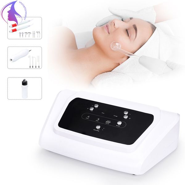 

multi-functional 4in1 high frequency galvanic facial brush vacuum spray system skin salon machine, Black;white