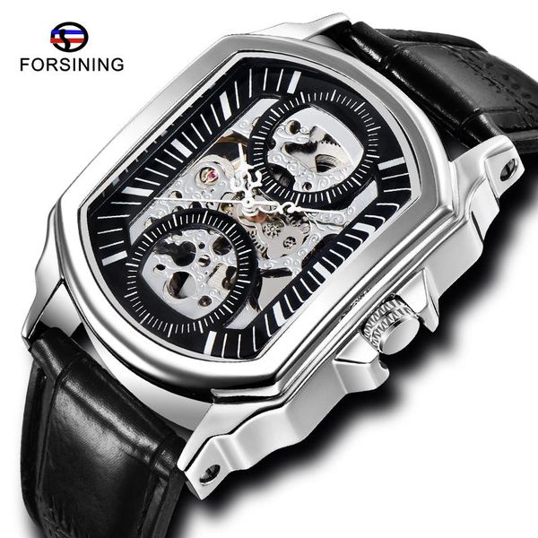 

winner retro classic designer stainless steel case men watches mechanical automatic watch male sport clock wristwatches, Slivery;brown