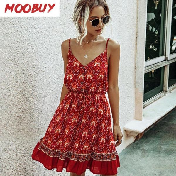 

sweet strap mini dress women summer 2021 v neck high waist cotton casual floral print boho loose beach short dresses, Black;gray