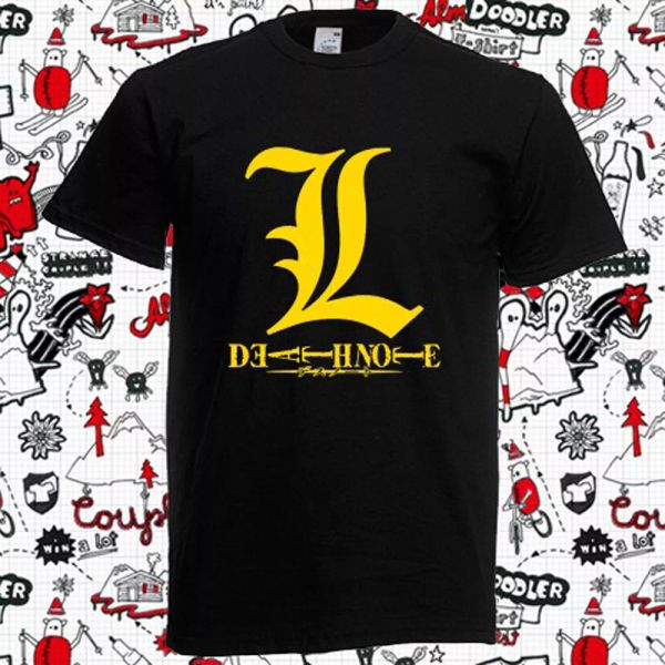 

new death note  logo gold horor anime men's black t-shirt size s to 3xl, White;black