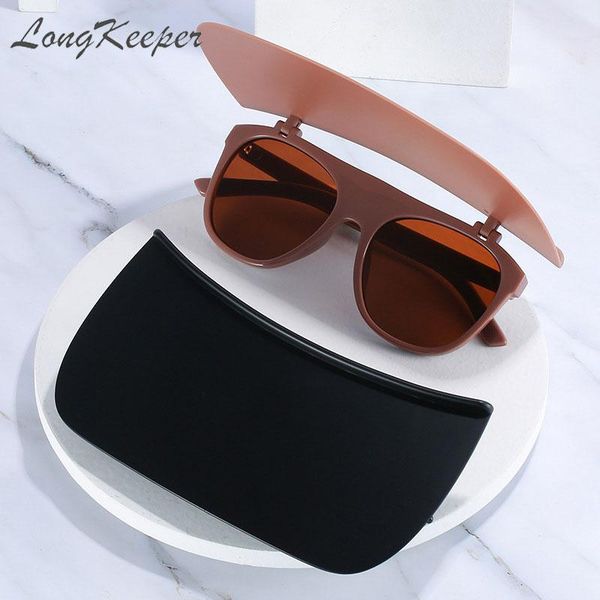

sunglasses longkeeper fashion flip up women men luxury oversized shield visor goggle shades square lunette de soleil femme, White;black