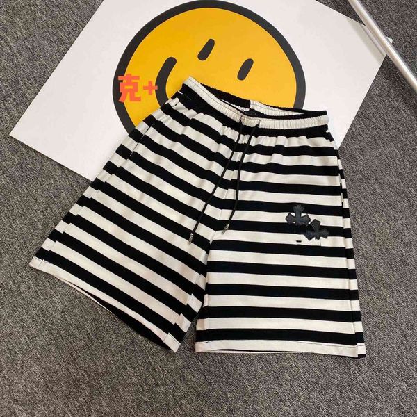 

luxury design 21ins summer men's women's black and white striped cross skin terry hem pants, White;black
