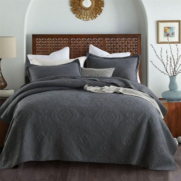 

comforters & sets chausub gray bedspreads quilt set 3pcs embossed cotton quilts with 2 pillowcase bed cover king queen size quilted coverlet