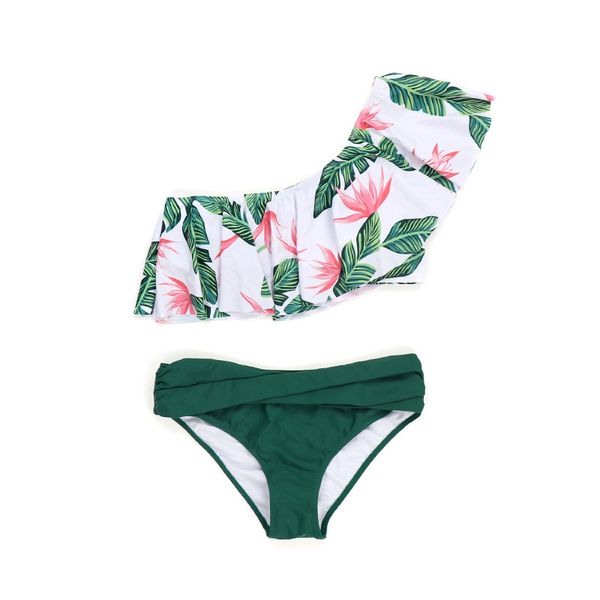 

printed swimsuit color bra split girls' triangle bikini, White;black