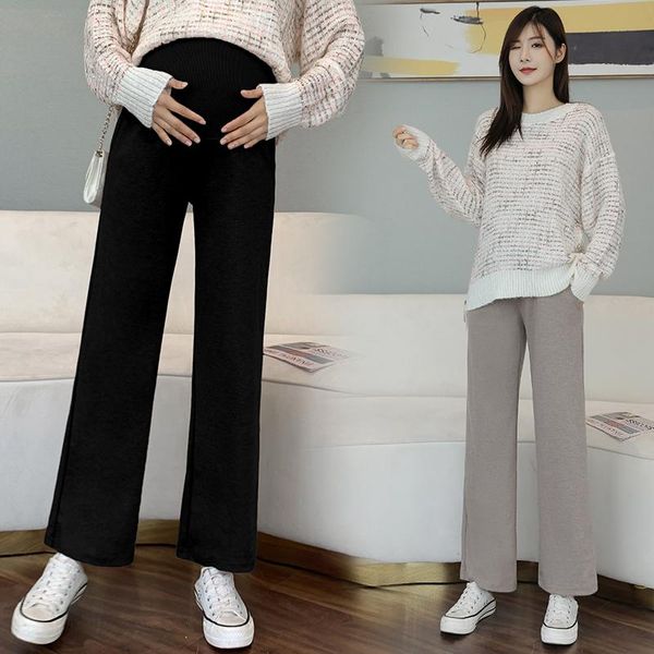 

6001# maternity pants spring autumn casual loose comfy belly support elastic waist trousers bottoms, White