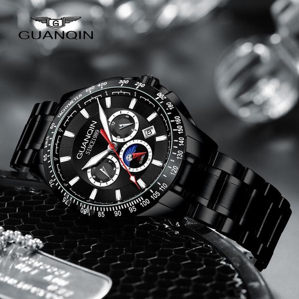 

wristwatches guanqin men's watches mens 2021 mechanical automatic watch for men stainless steel business sport montre homme, Slivery;brown