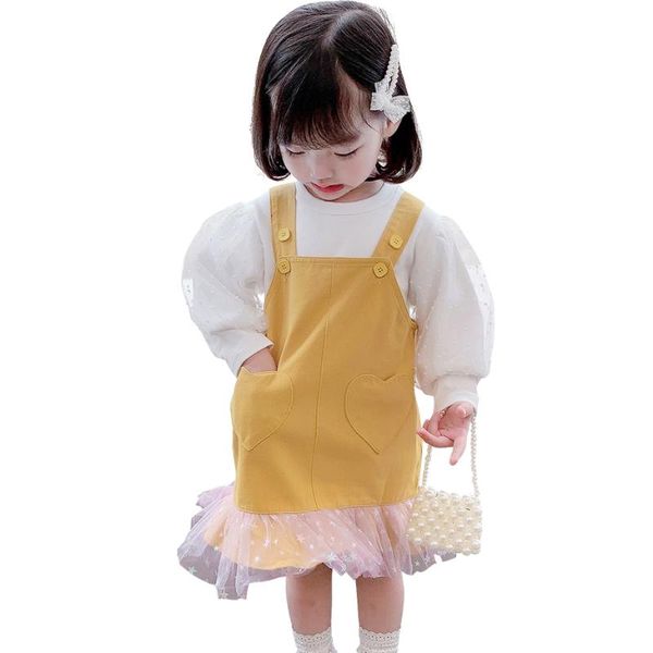 

baby girl clothes star pattern blouse + dress for girls puff sleeve children's set clothing sets, White