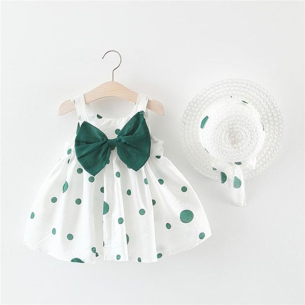 Cute 2-Piece Baby Girl baby dress Set with Bow Detail, Sun Hat, and Sleeveless Cotton for Summer, Birthdays, 0-3 Months
